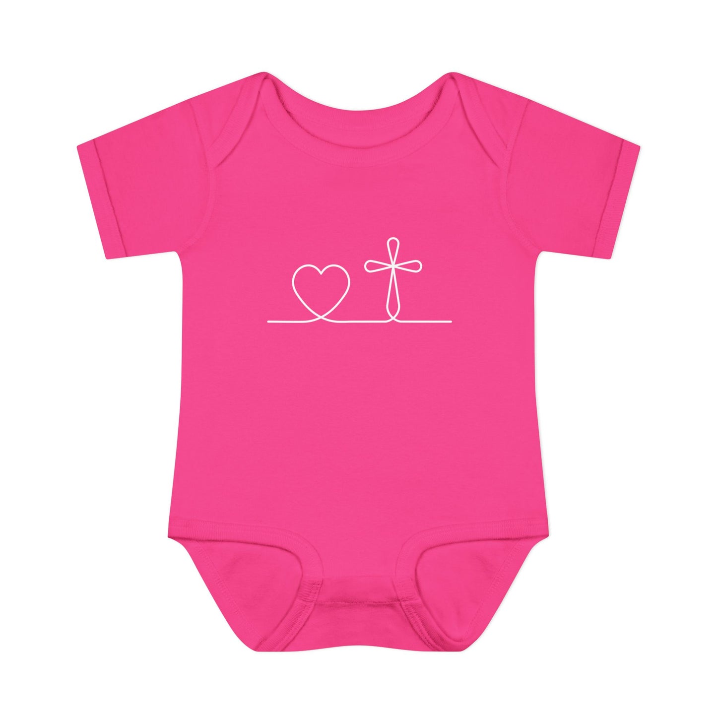 Christian Cross Heart Baby Onesie