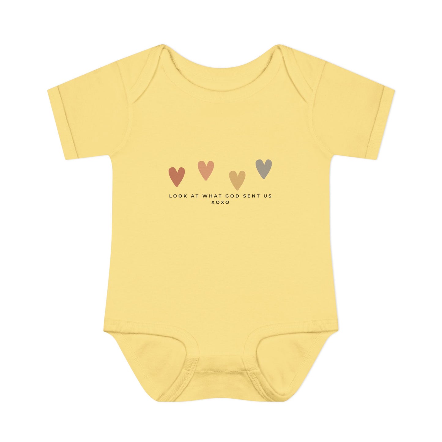 Look at What God Sent Us Cute Boho Hearts Baby Onesie