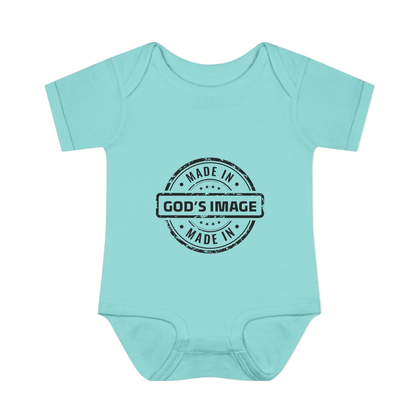 Made in God's Image Stamp Baby Onesie