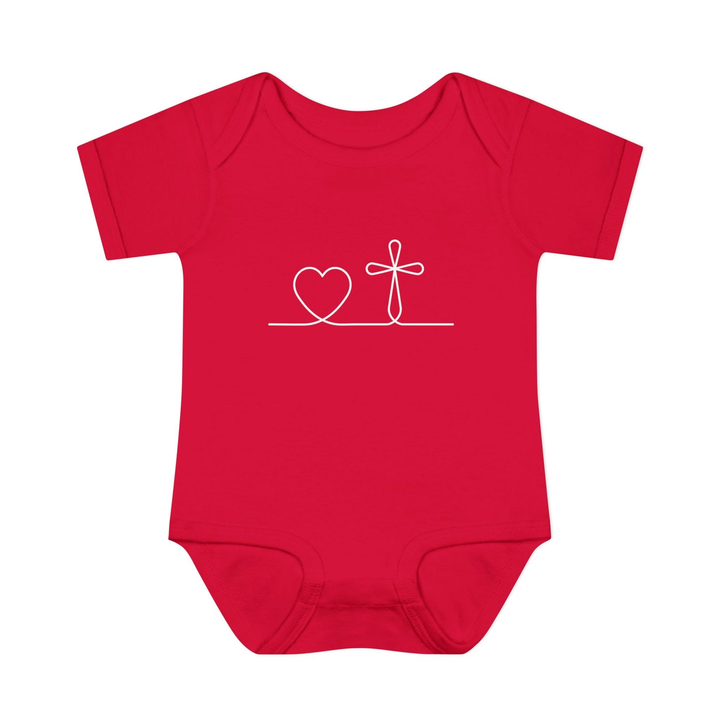 Christian Cross Heart Baby Onesie