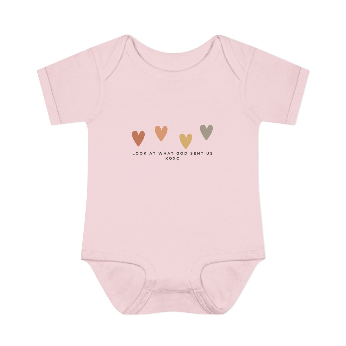 Look at What God Sent Us Cute Boho Hearts Baby Onesie