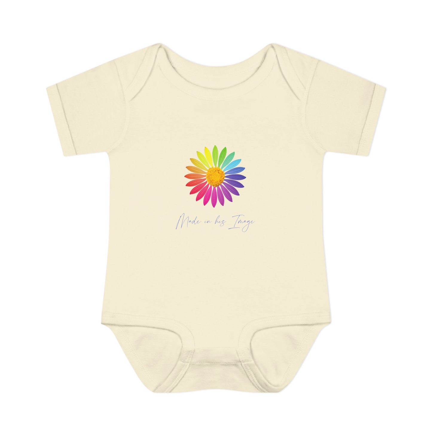 Made in His Image Rainbow Daisy Baby Onesie
