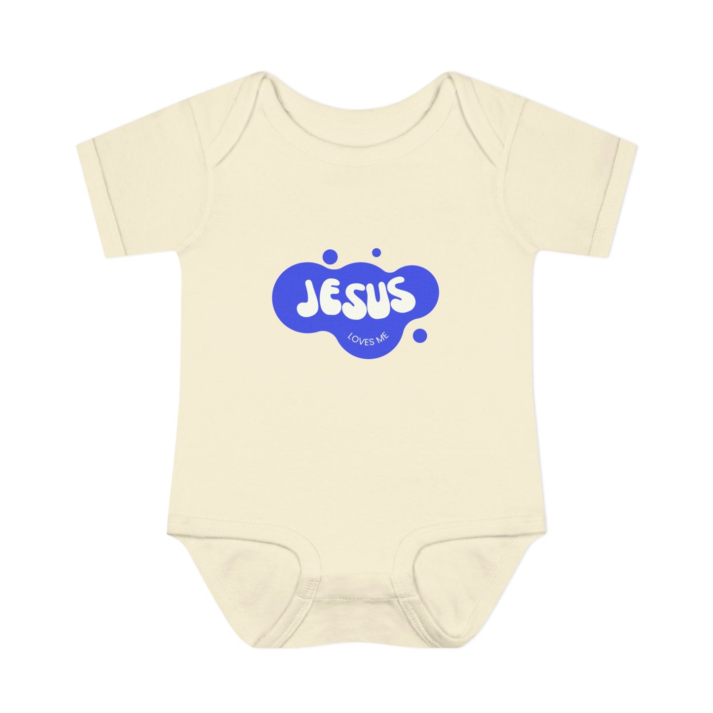 Jesus Loves Me Purple Blue Bubble Baby Onesie
