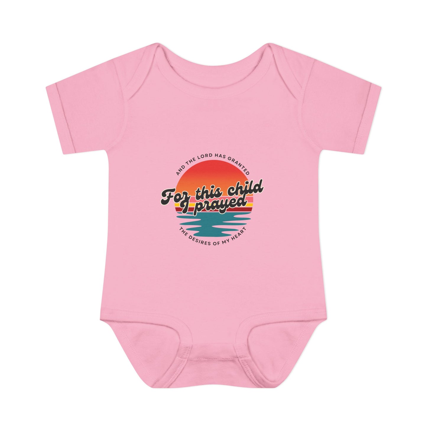 For this Baby I prayed and The Lord Has Granted the Desires of My Heart Retro SunsetBaby Onesie
