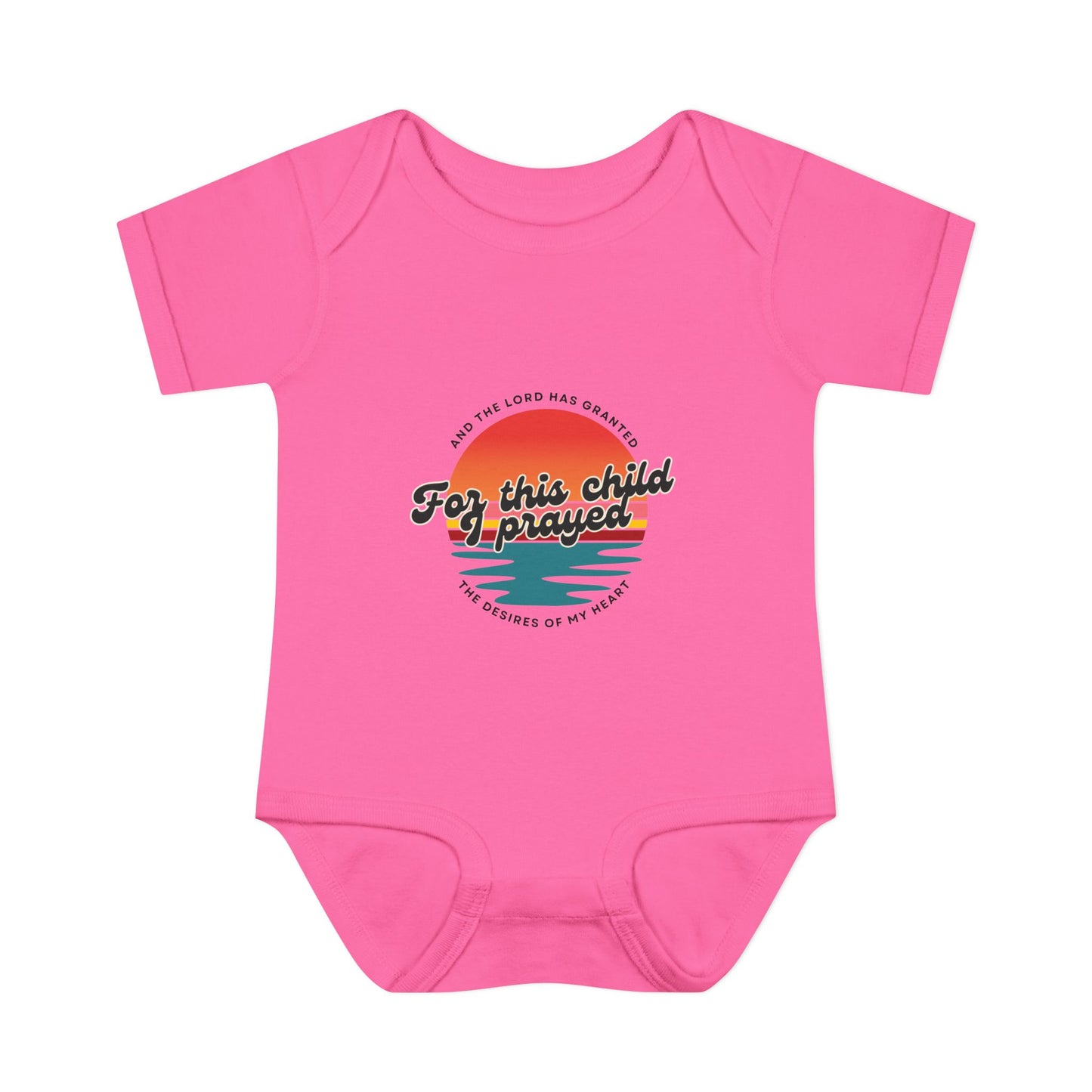 For this Baby I prayed and The Lord Has Granted the Desires of My Heart Retro SunsetBaby Onesie