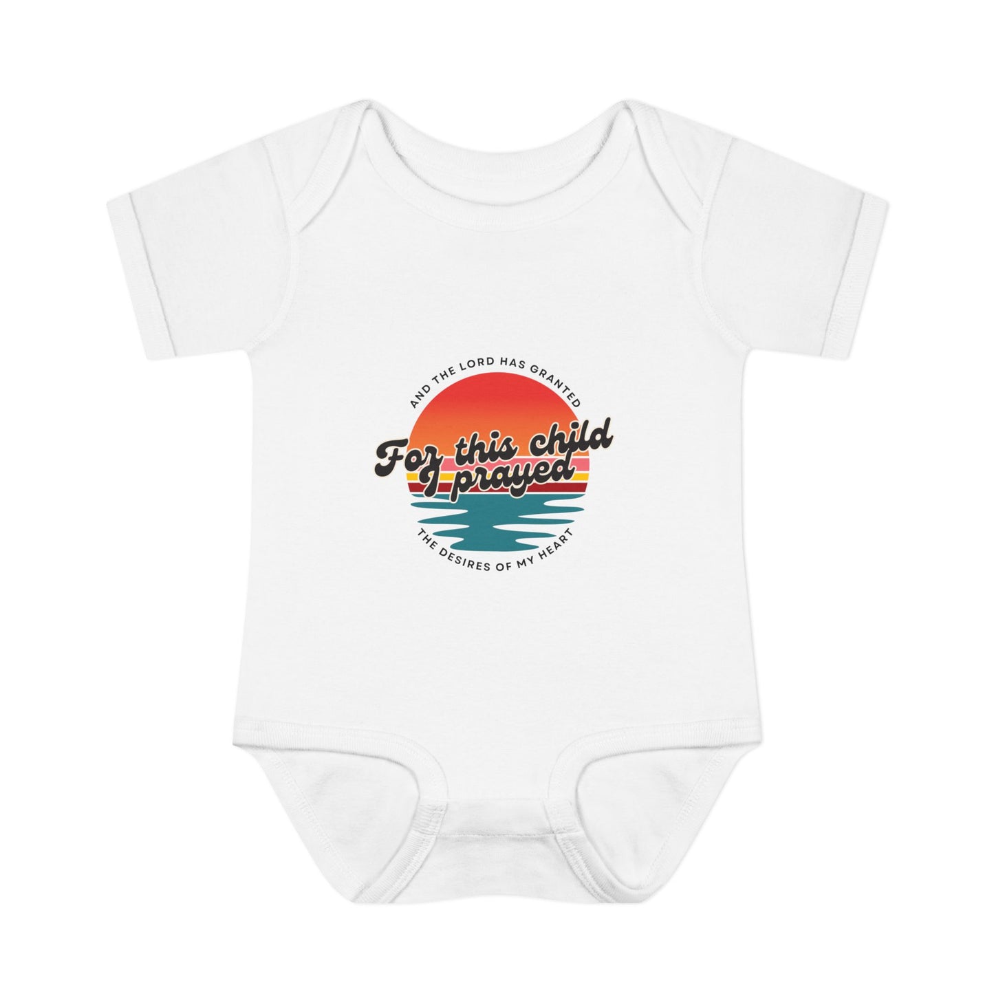 For this Baby I prayed and The Lord Has Granted the Desires of My Heart Retro SunsetBaby Onesie