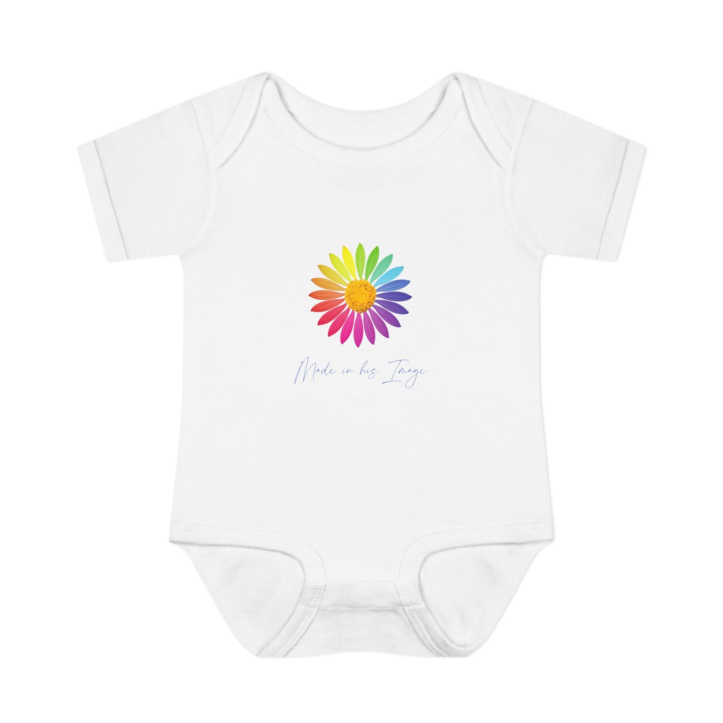 Made in His Image Rainbow Daisy Baby Onesie