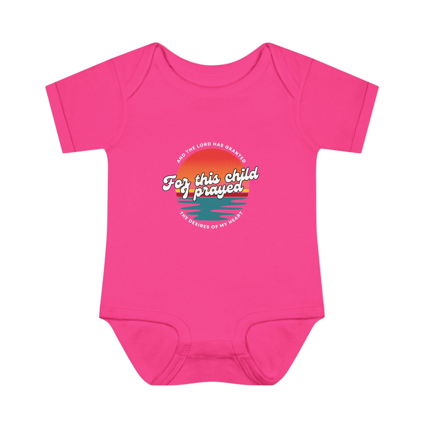For this Baby I prayed and The Lord Has Granted the Desires of My Heart Retro SunsetBaby Onesie