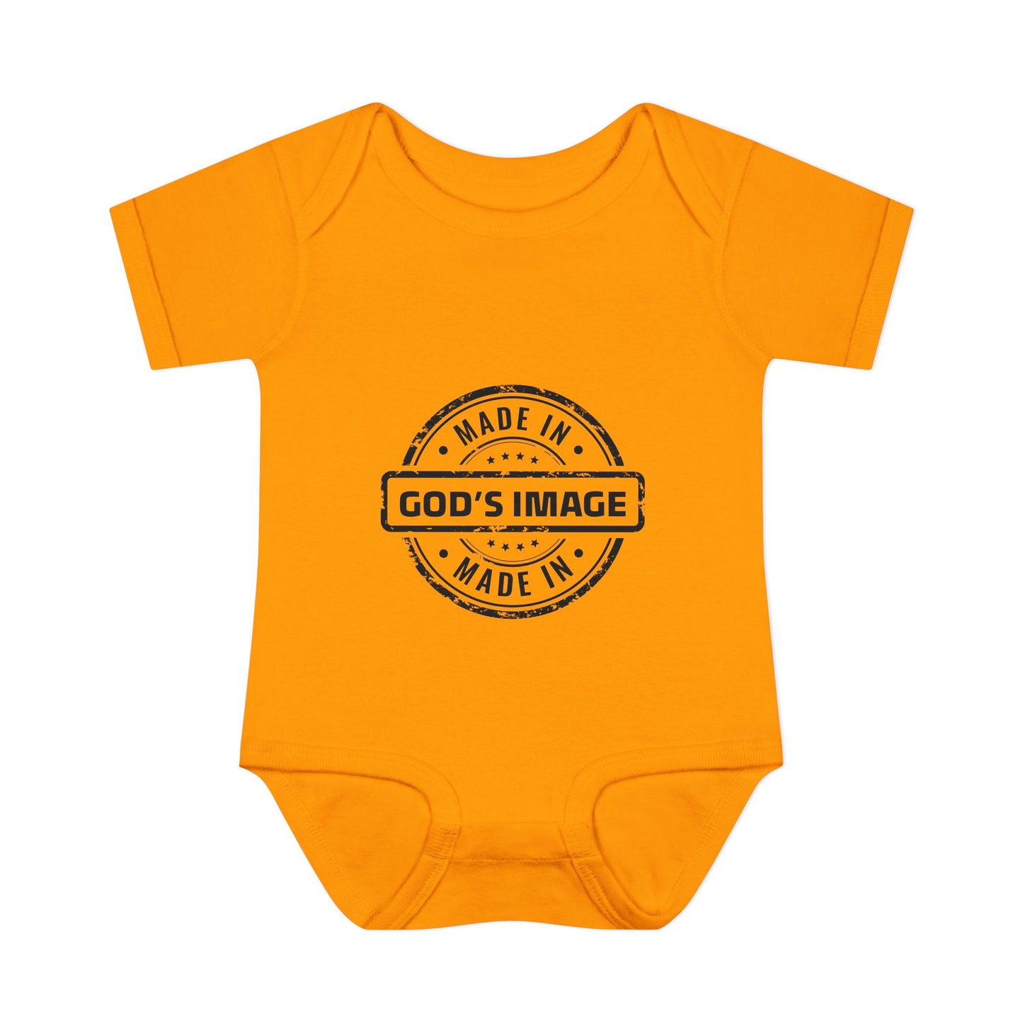Made in God's Image Stamp Baby Onesie