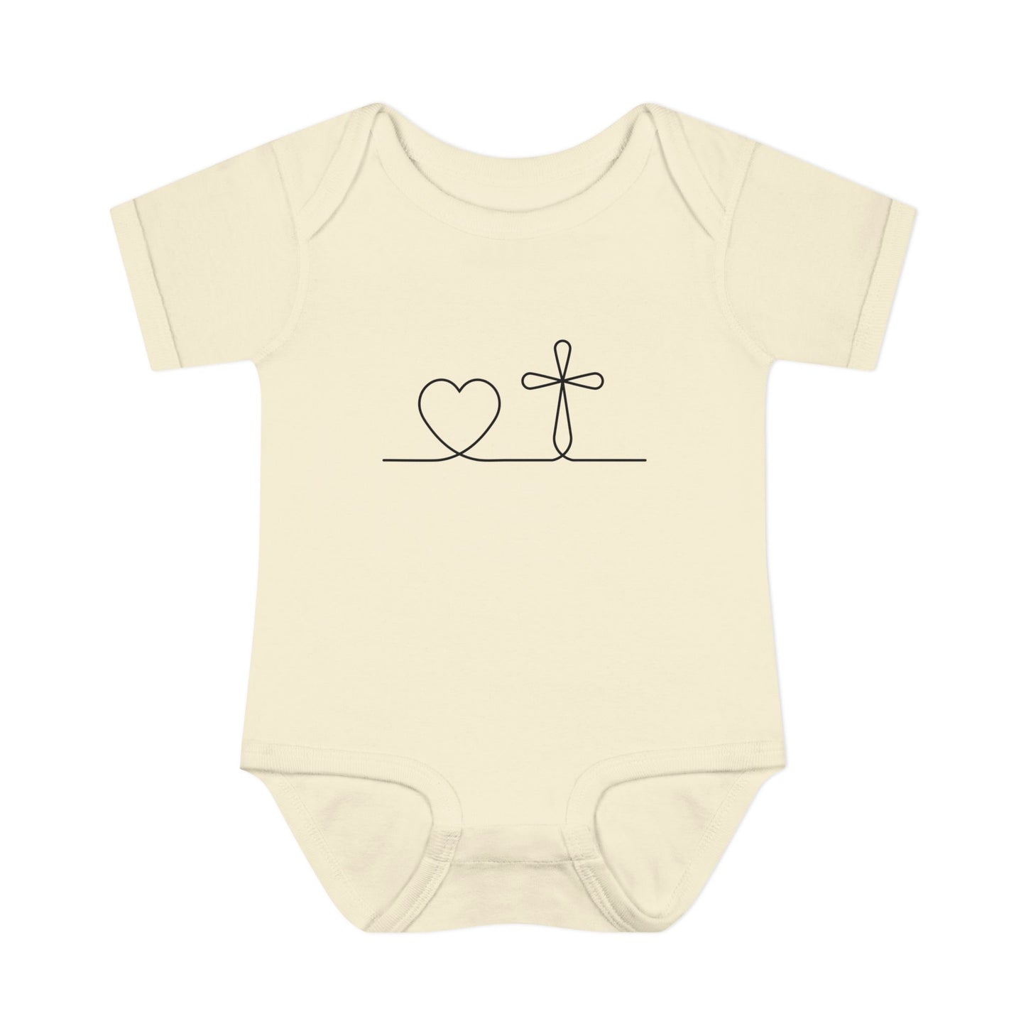 Christian Cross Heart Baby Onesie