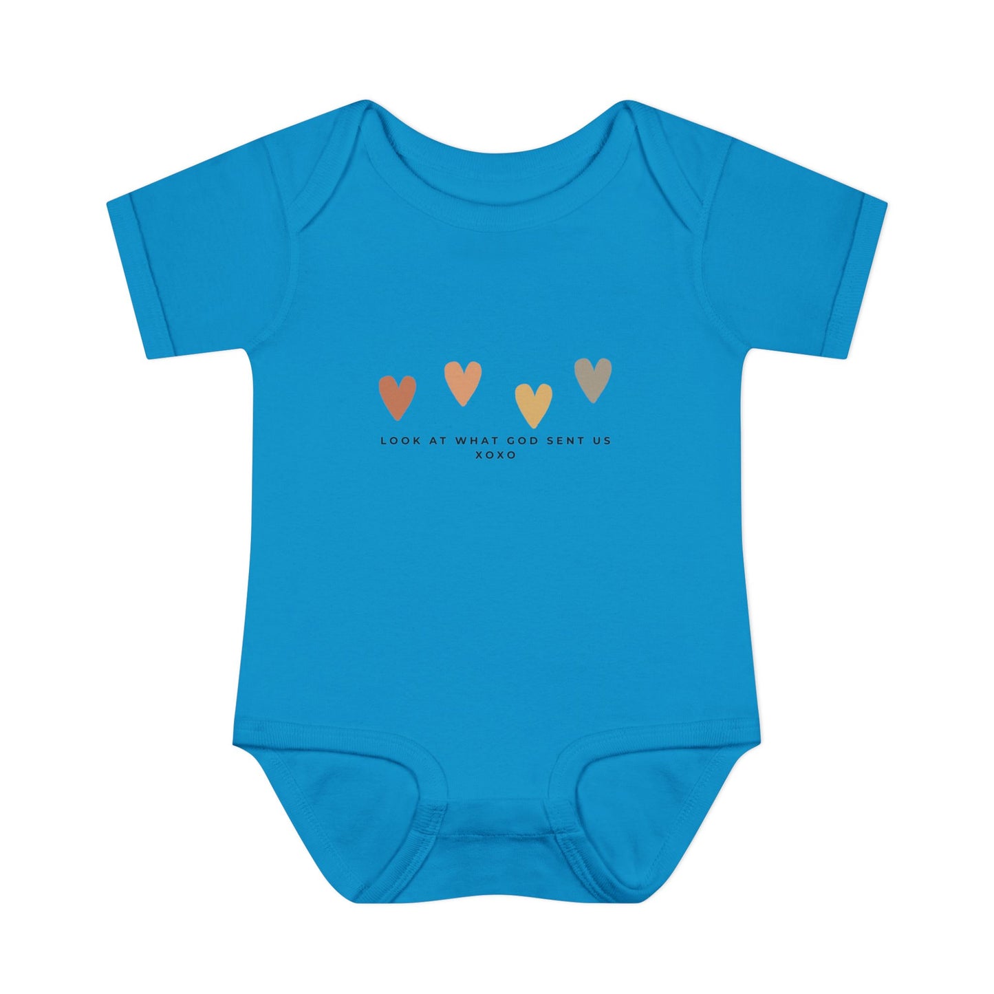 Look at What God Sent Us Cute Boho Hearts Baby Onesie