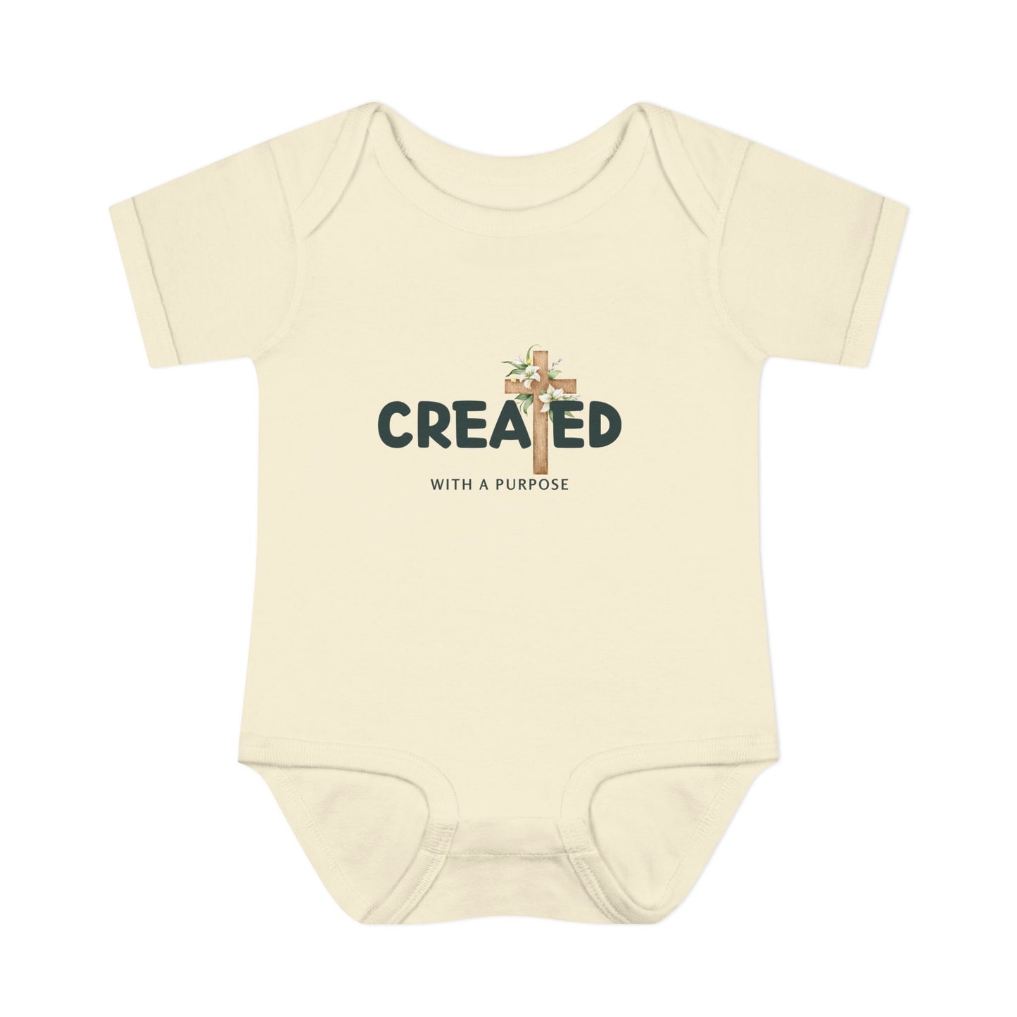 Created with a Purpose Floral Cross Baby Onesie