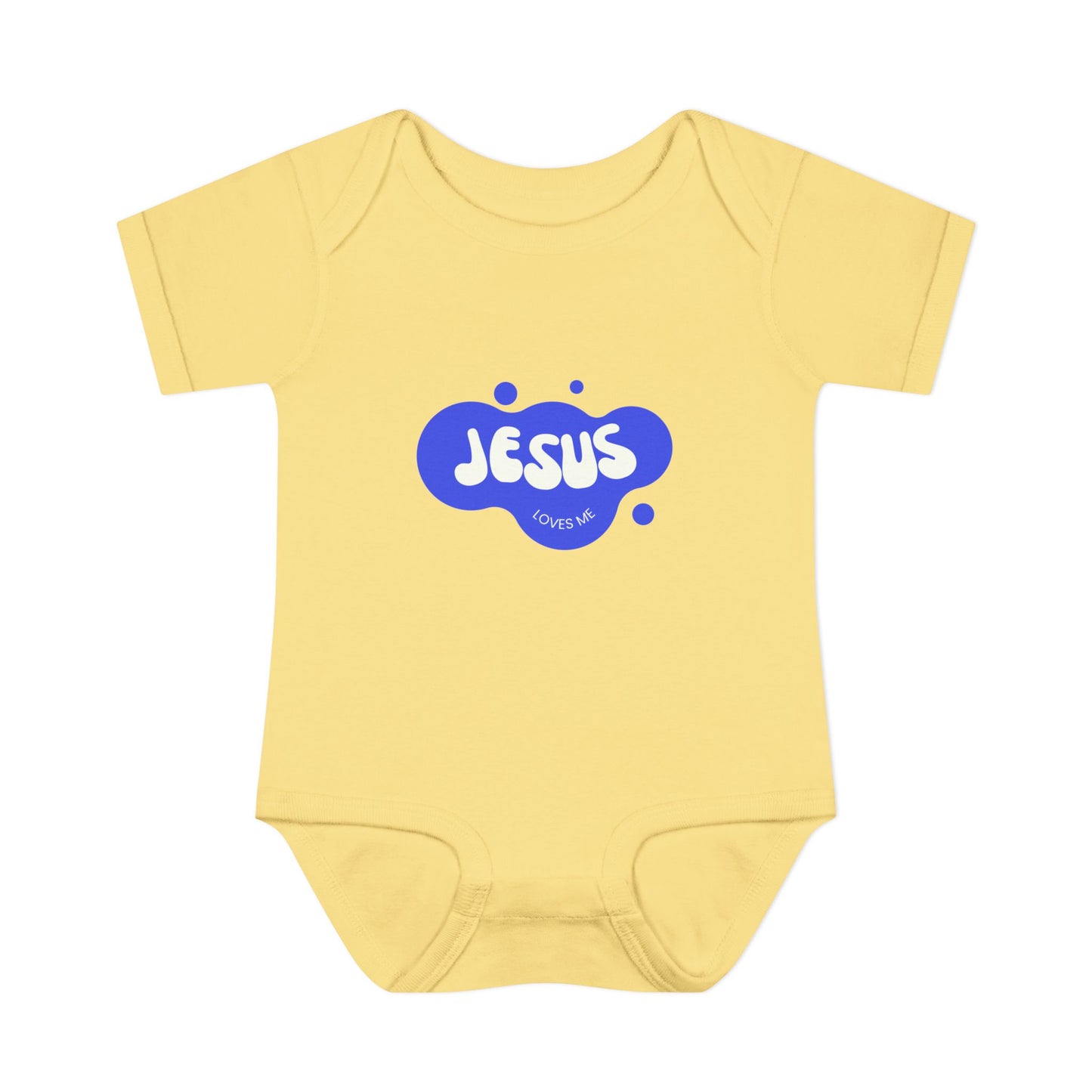 Jesus Loves Me Purple Blue Bubble Baby Onesie