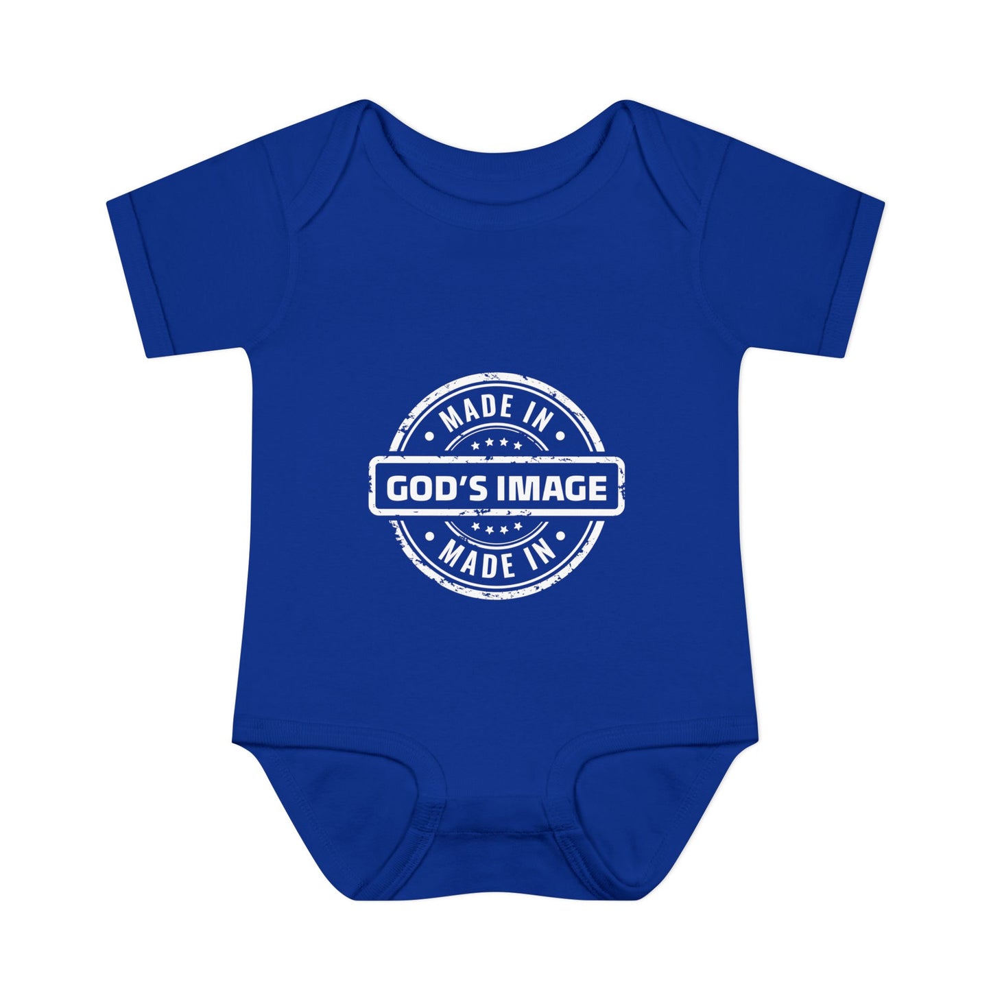 Made in God's Image Stamp Baby Onesie