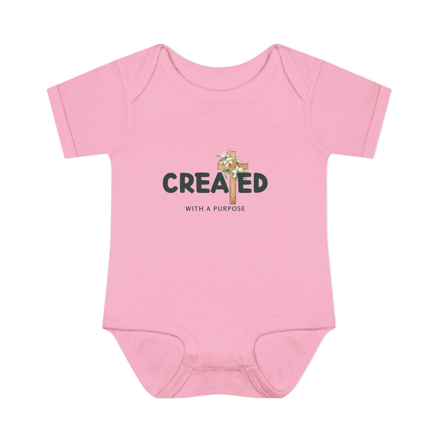 Created with a Purpose Floral Cross Baby Onesie