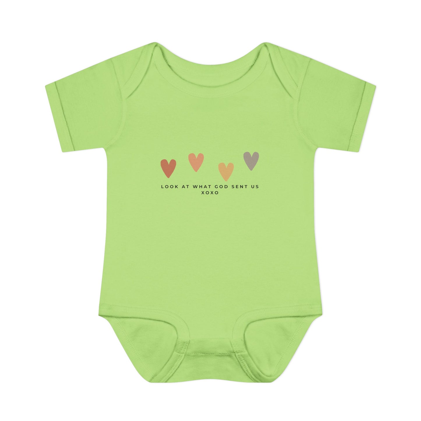 Look at What God Sent Us Cute Boho Hearts Baby Onesie