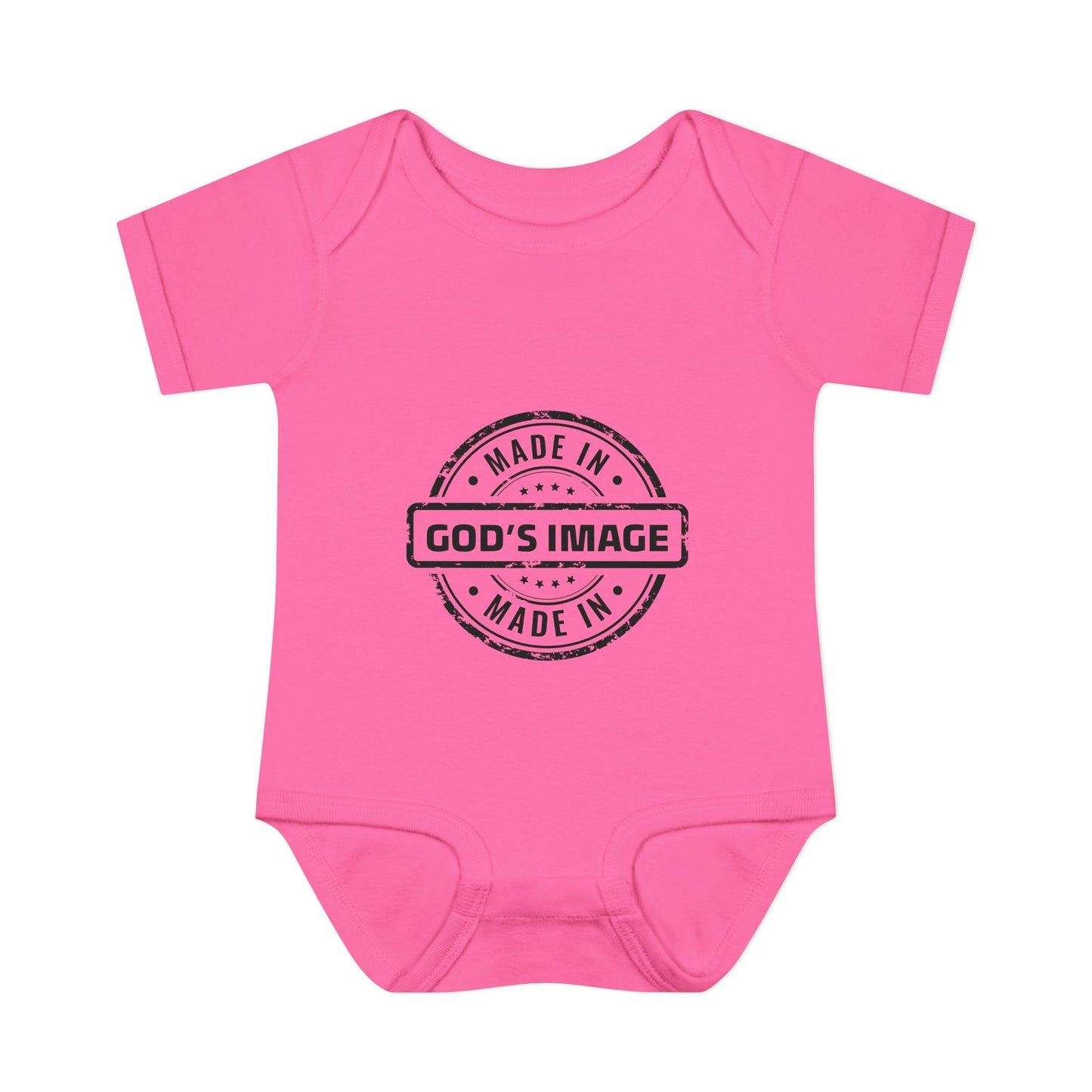 Made in God's Image Stamp Baby Onesie