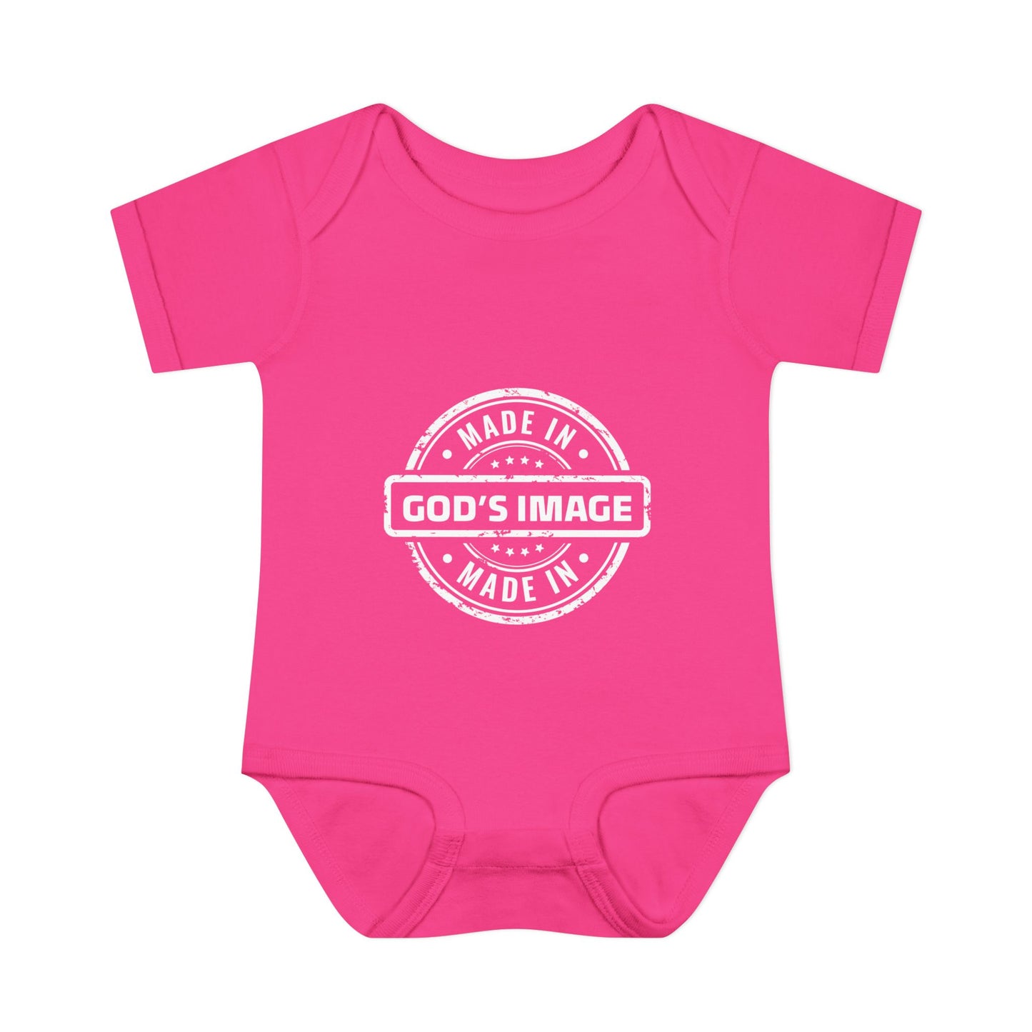 Made in God's Image Stamp Baby Onesie