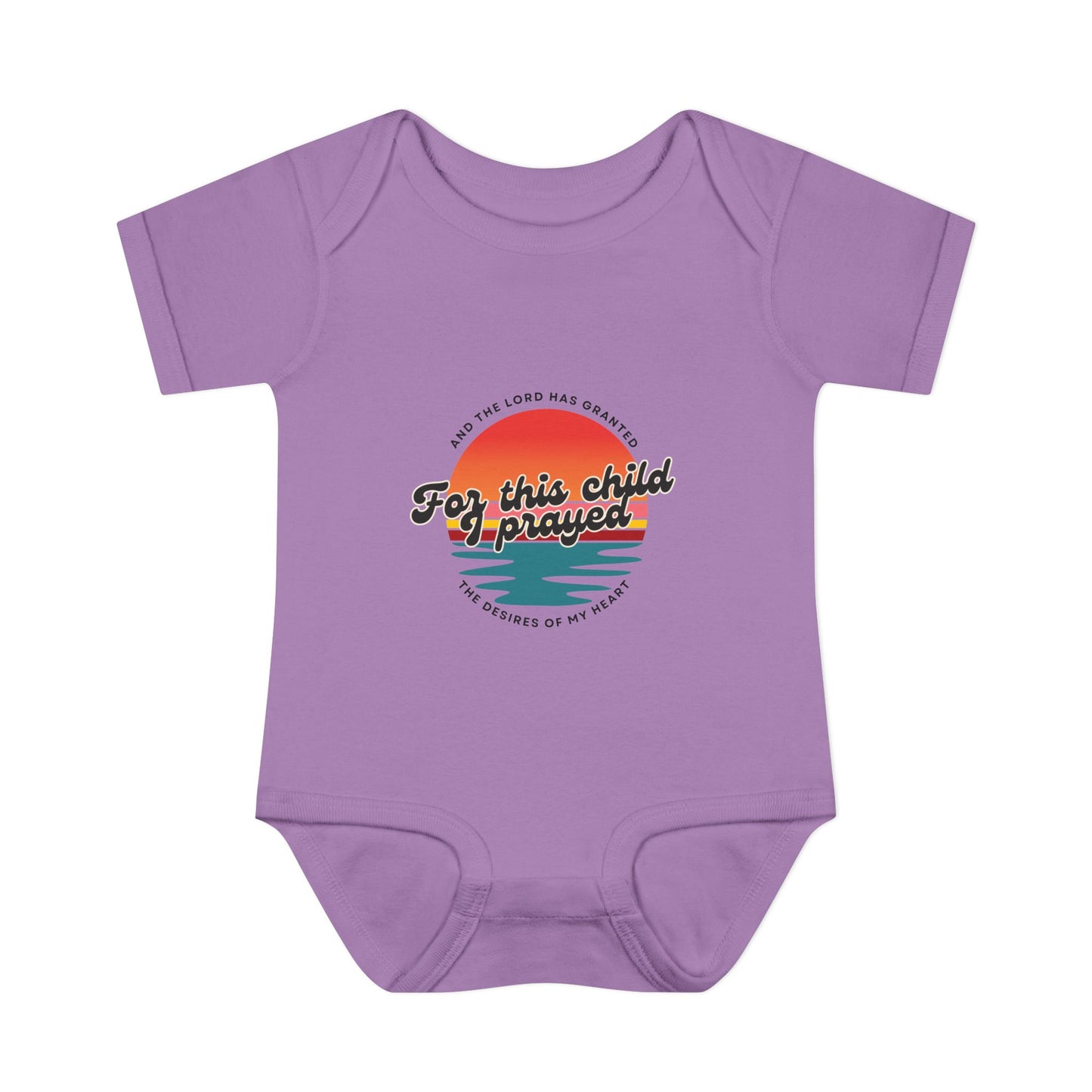 For this Baby I prayed and The Lord Has Granted the Desires of My Heart Retro SunsetBaby Onesie