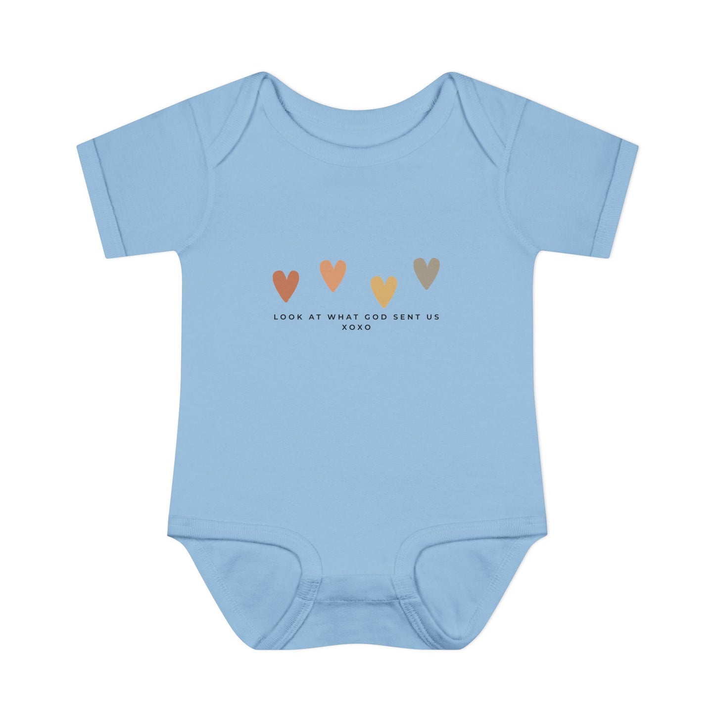 Look at What God Sent Us Cute Boho Hearts Baby Onesie