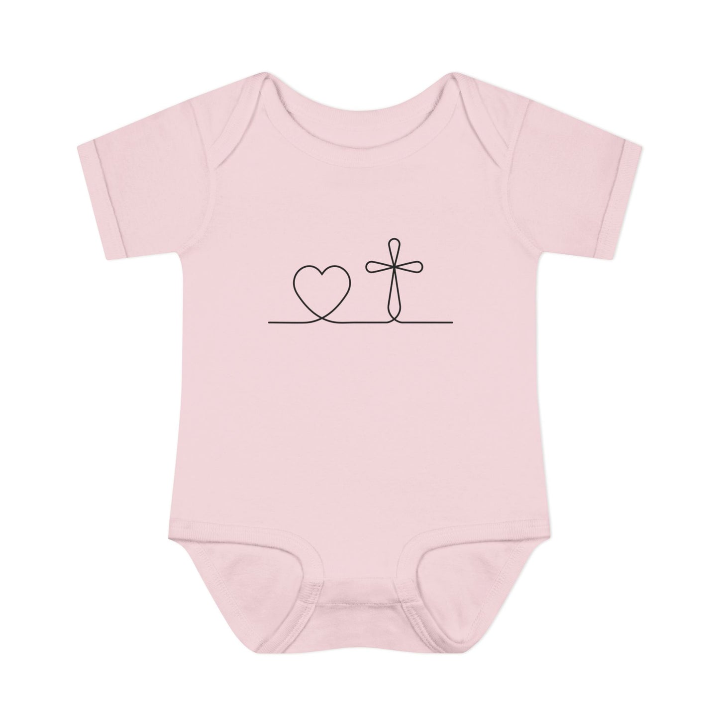 Christian Cross Heart Baby Onesie