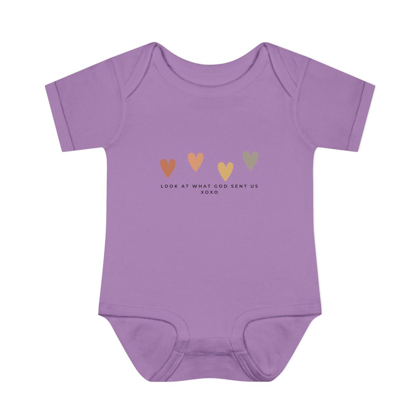 Look at What God Sent Us Cute Boho Hearts Baby Onesie