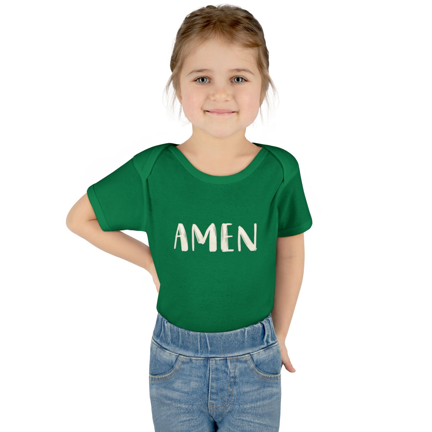 White and Bright AMen Baby Onesie