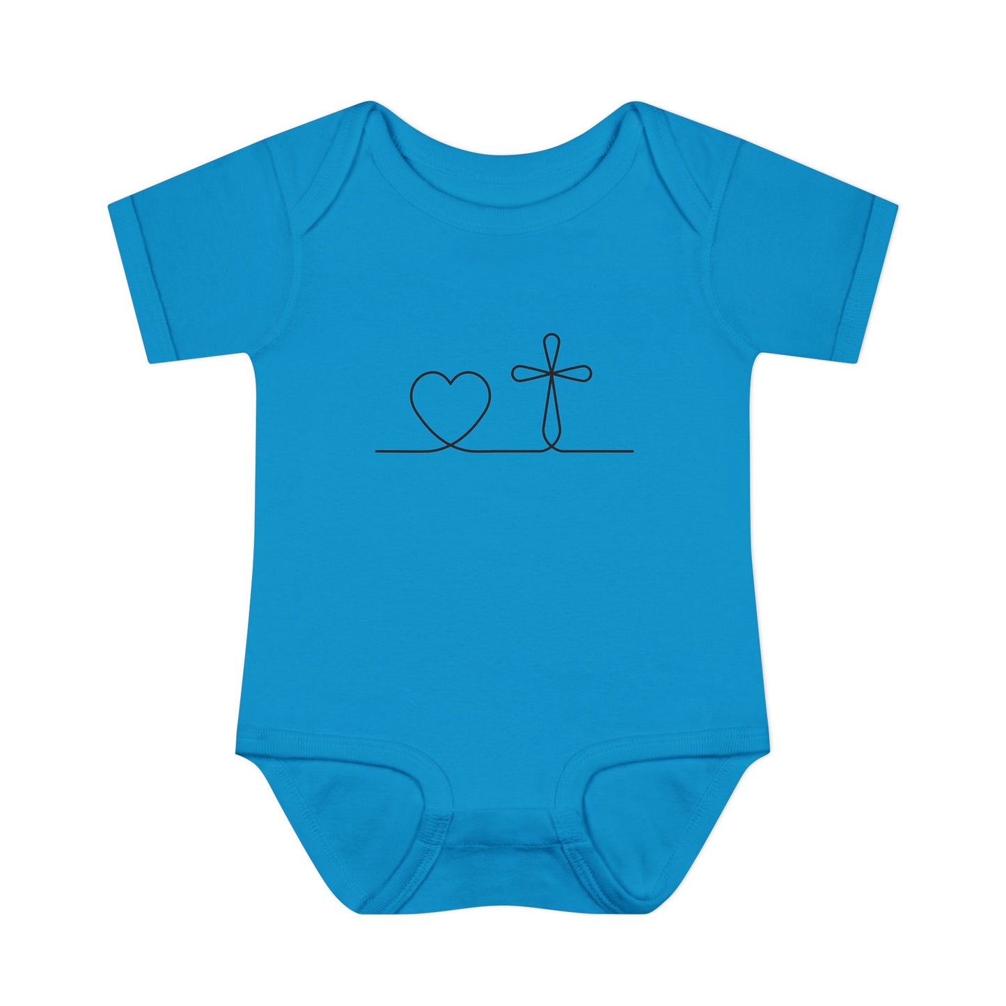 Christian Cross Heart Baby Onesie