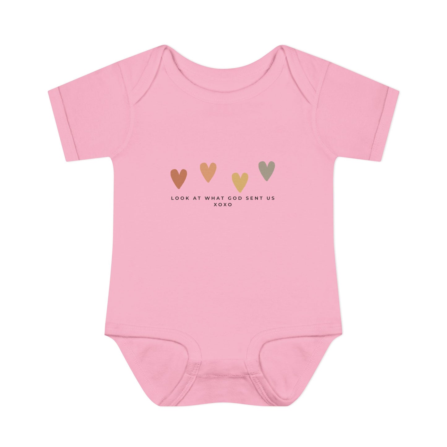 Look at What God Sent Us Cute Boho Hearts Baby Onesie