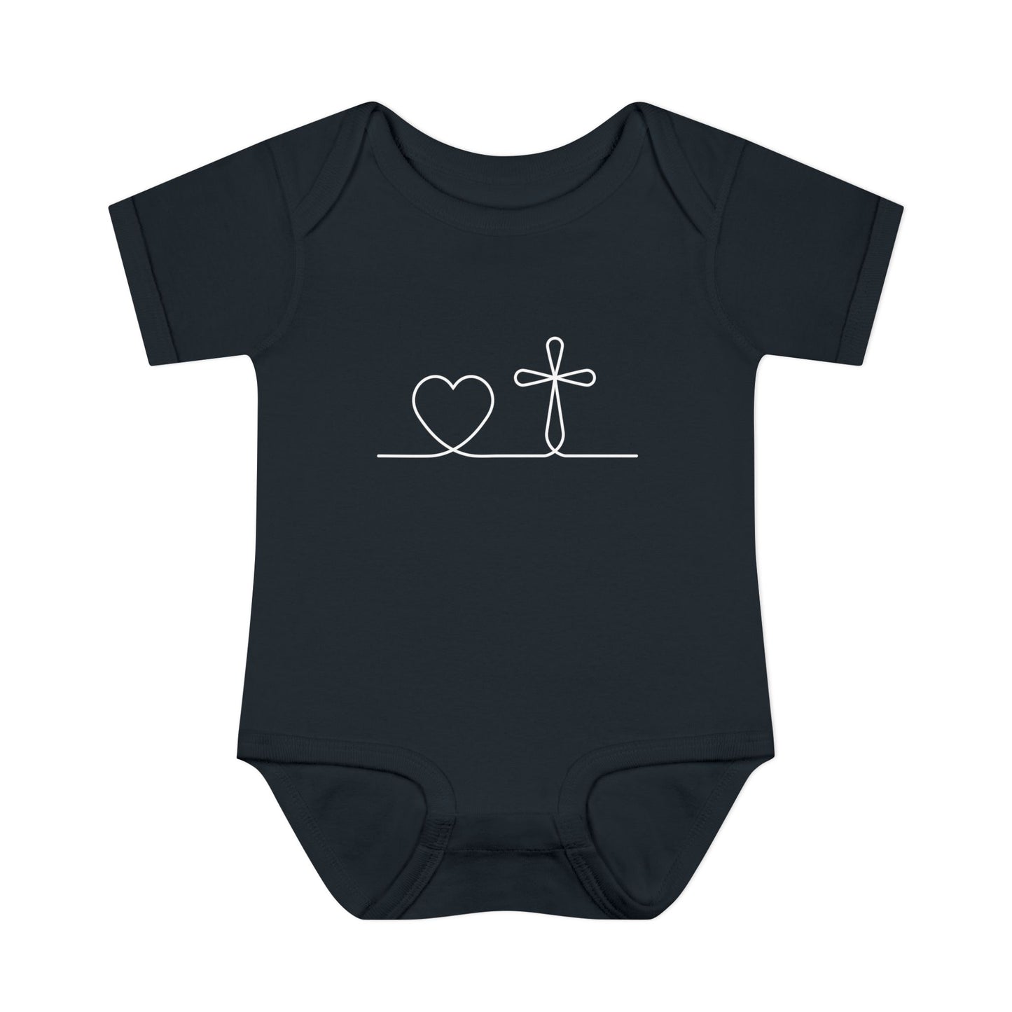 Christian Cross Heart Baby Onesie