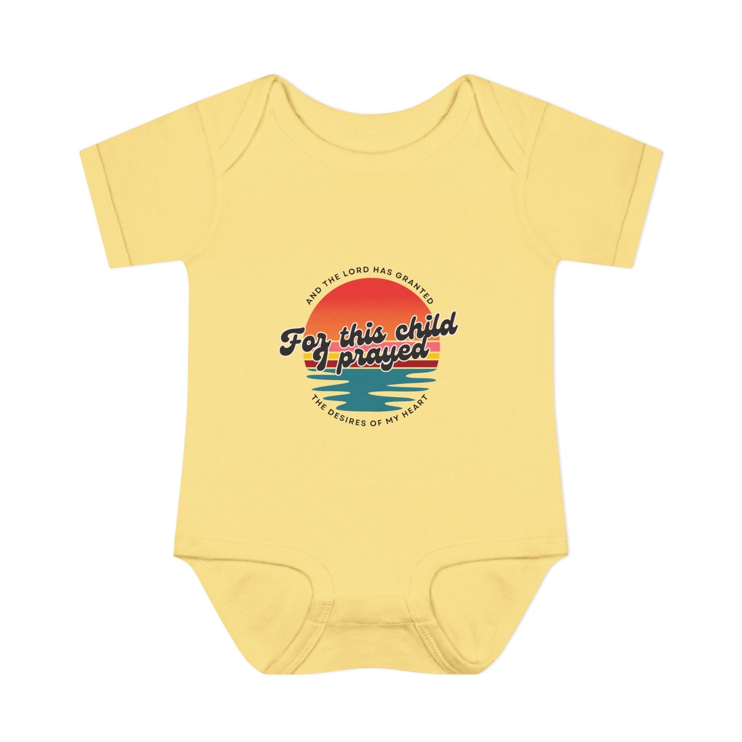 For this Baby I prayed and The Lord Has Granted the Desires of My Heart Retro SunsetBaby Onesie