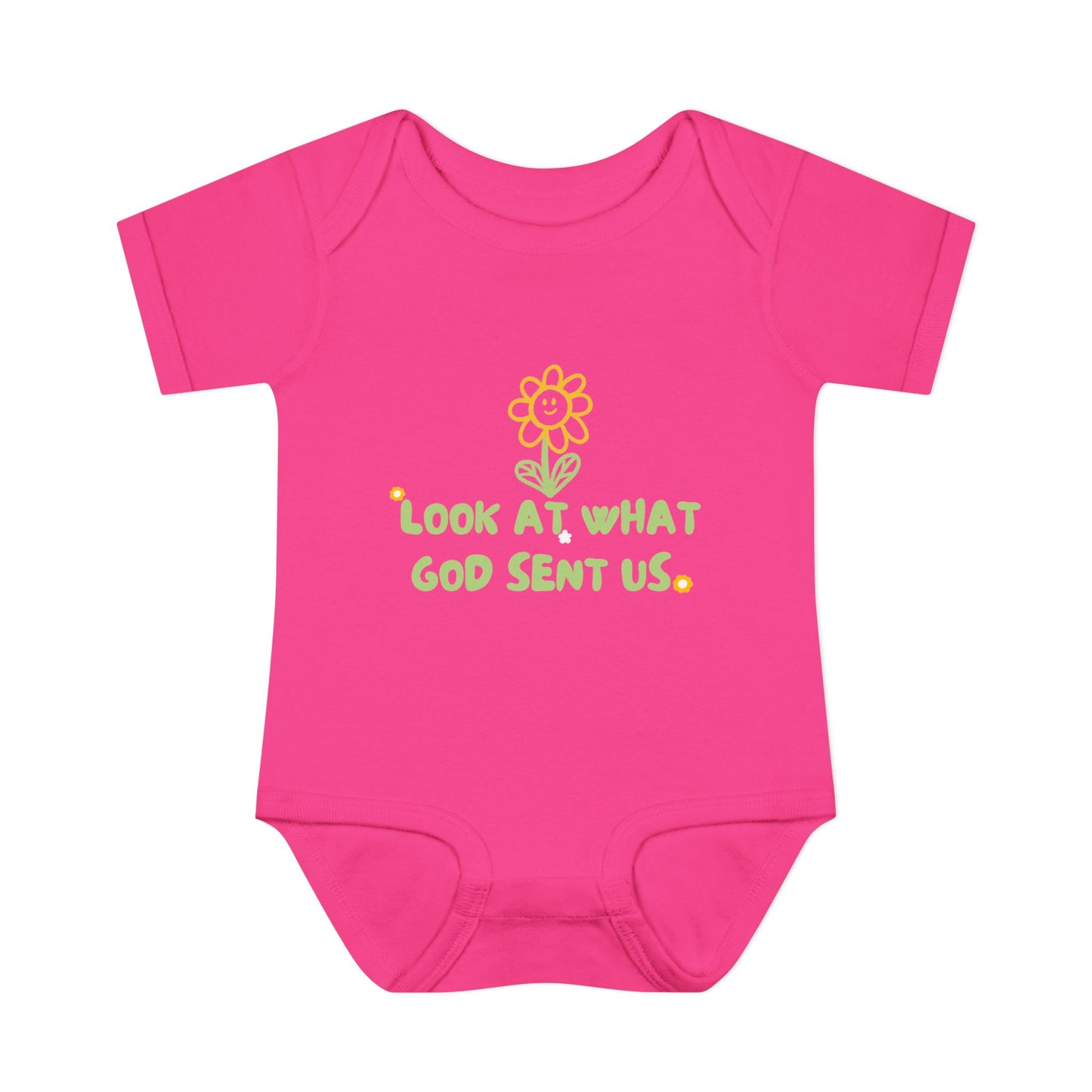 Look at What God Sent Us Cute Flowers Baby Onesie