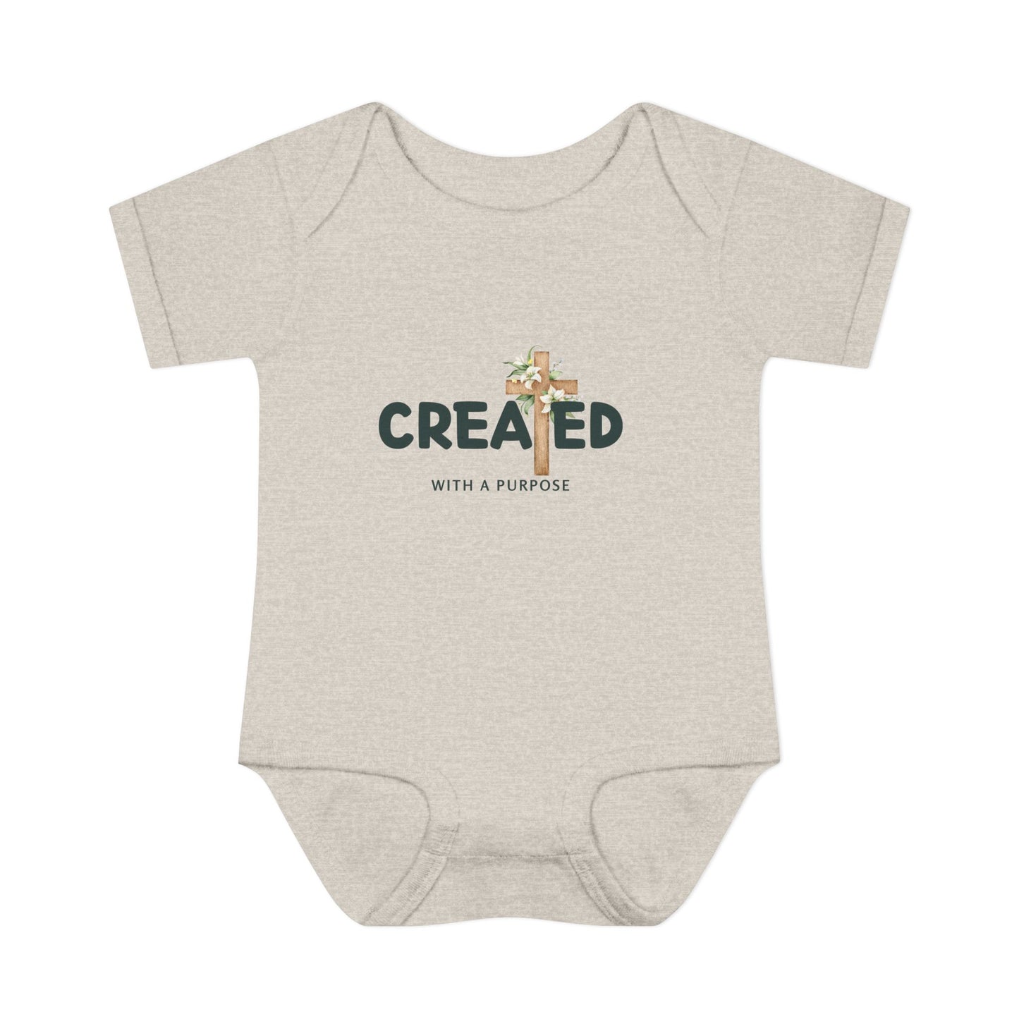 Created with a Purpose Floral Cross Baby Onesie
