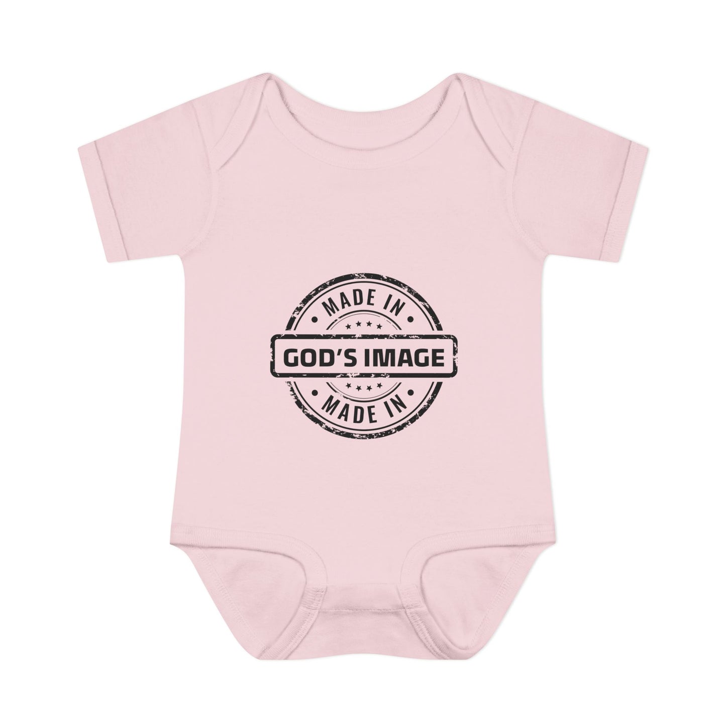 Made in God's Image Stamp Baby Onesie