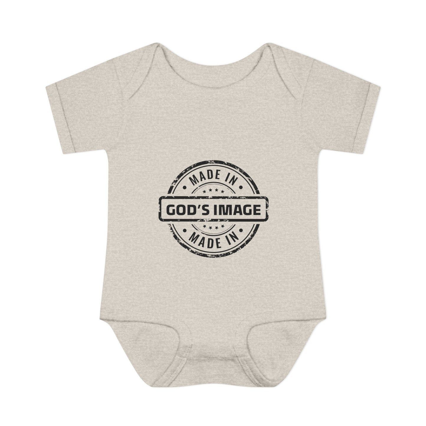 Made in God's Image Stamp Baby Onesie