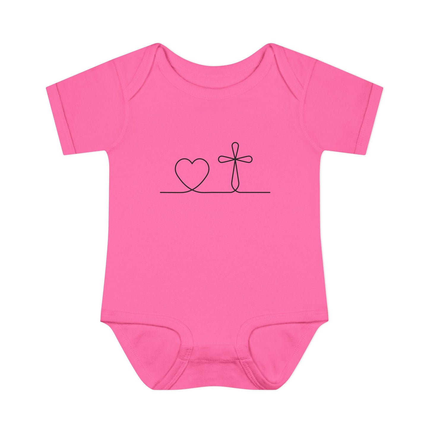 Christian Cross Heart Baby Onesie