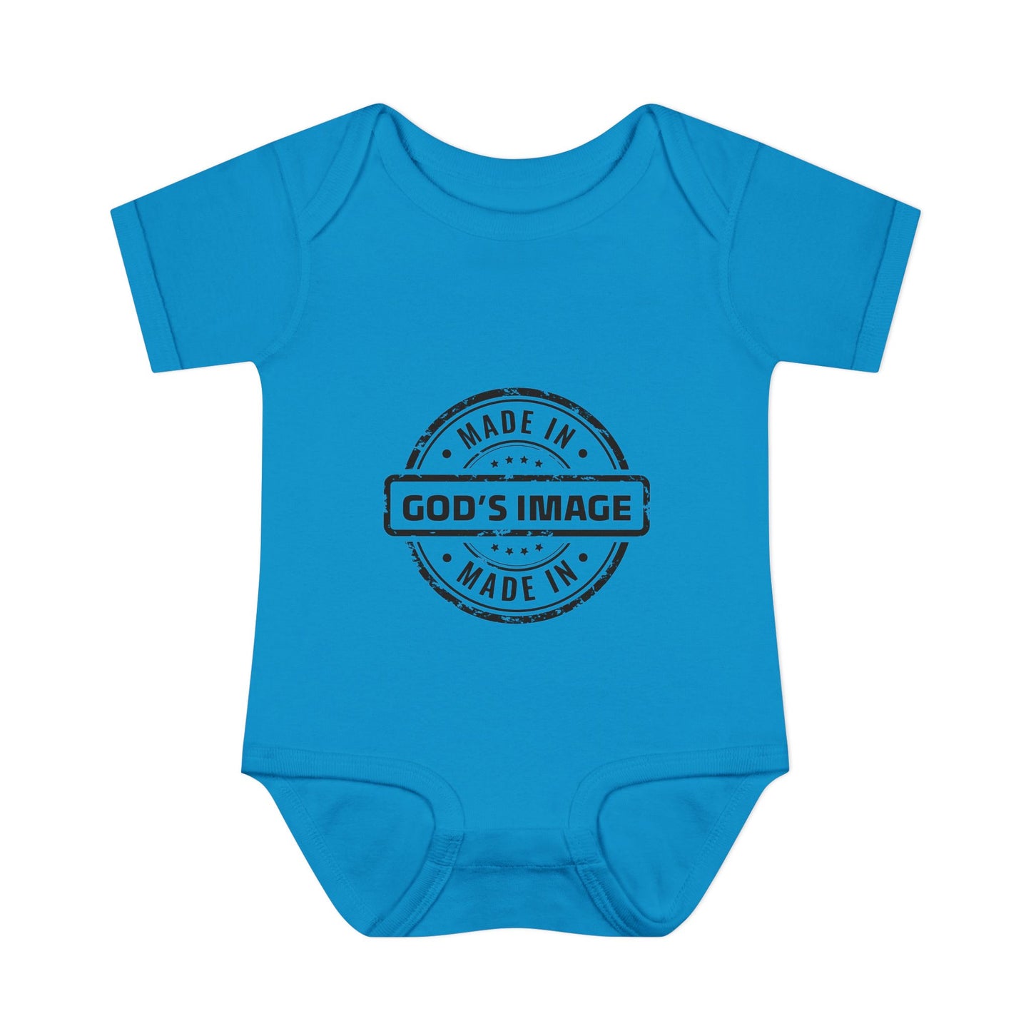 Made in God's Image Stamp Baby Onesie