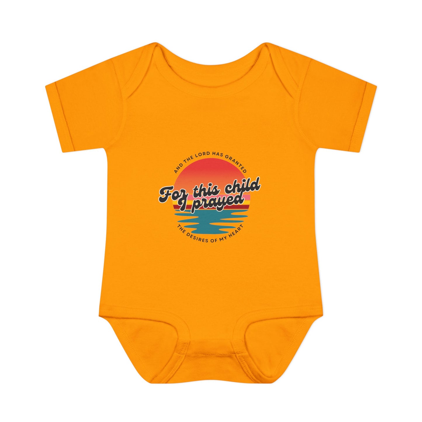 For this Baby I prayed and The Lord Has Granted the Desires of My Heart Retro SunsetBaby Onesie