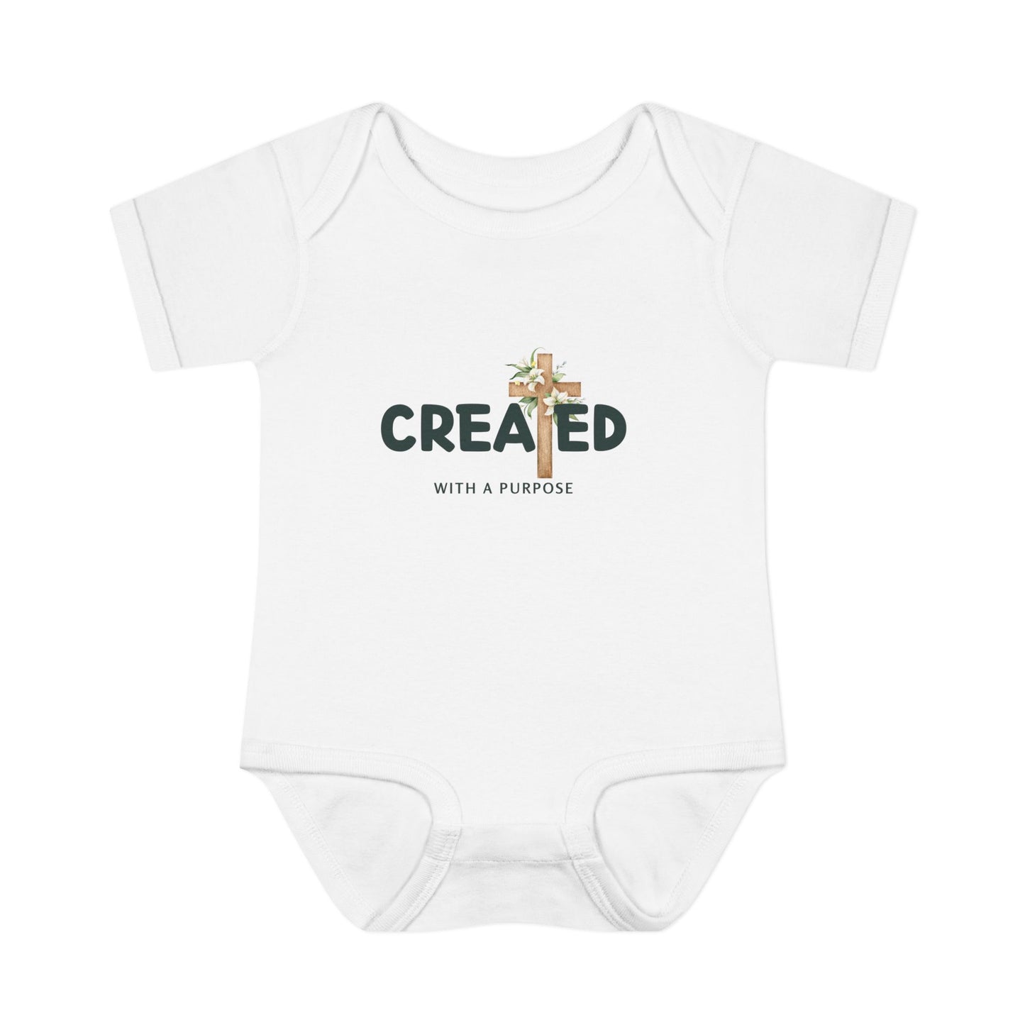 Created with a Purpose Floral Cross Baby Onesie