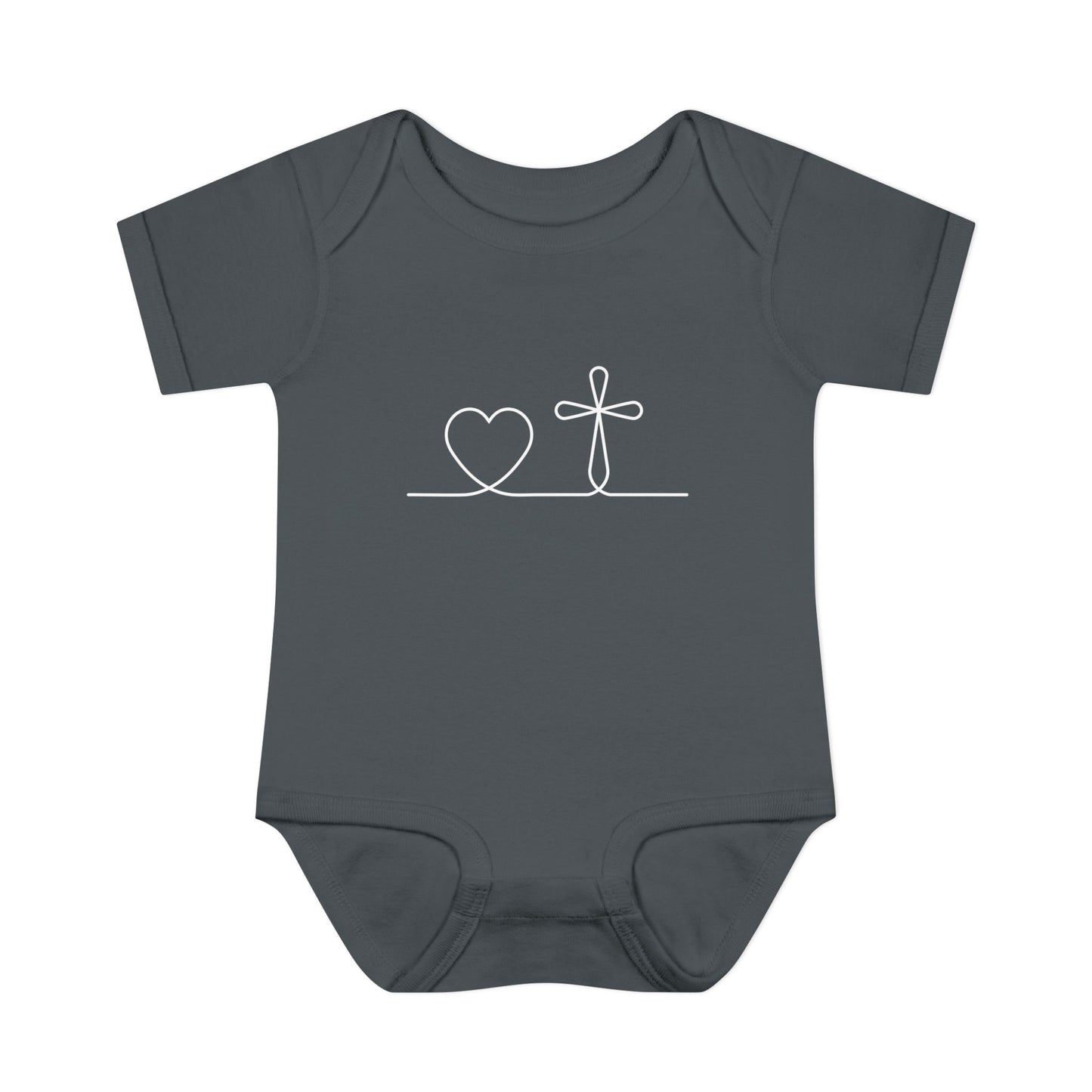 Christian Cross Heart Baby Onesie