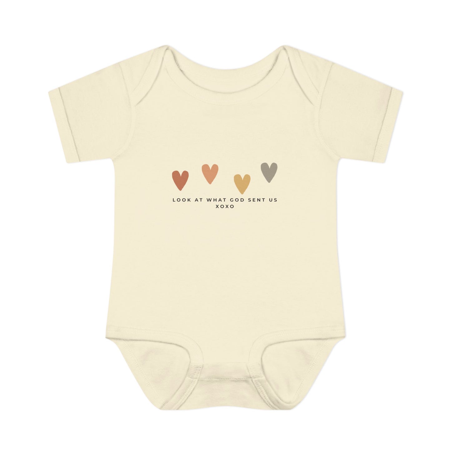 Look at What God Sent Us Cute Boho Hearts Baby Onesie