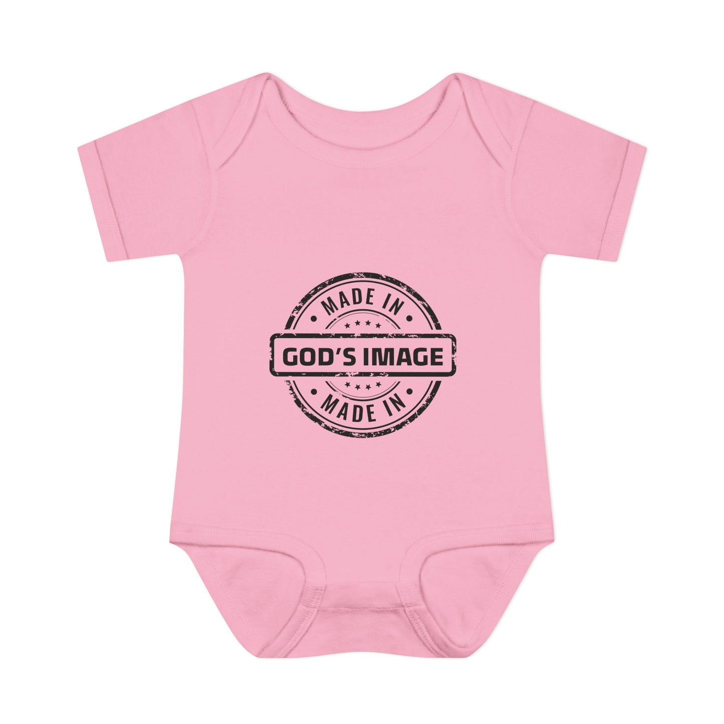 Made in God's Image Stamp Baby Onesie