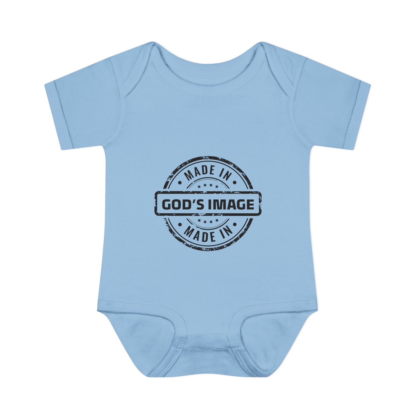 Made in God's Image Stamp Baby Onesie