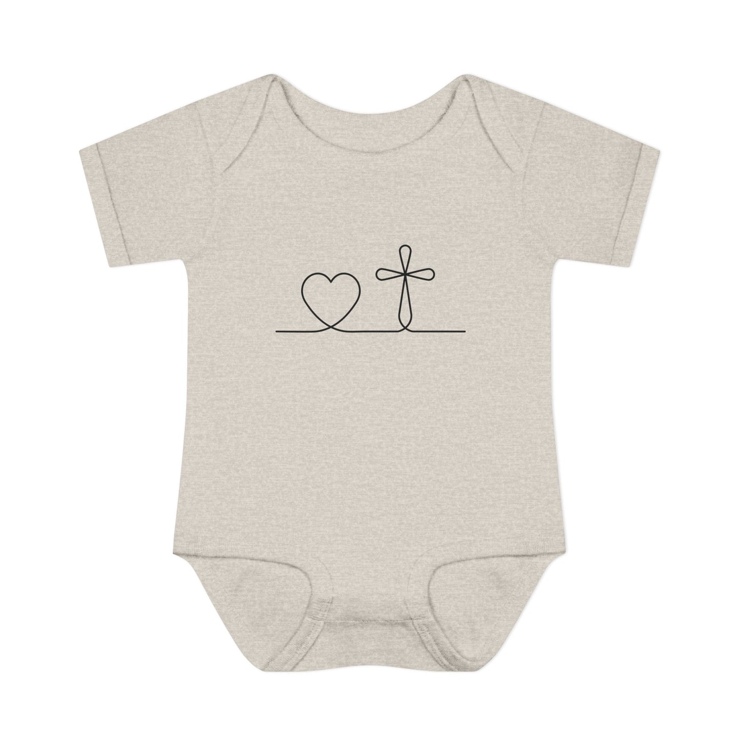 Christian Cross Heart Baby Onesie
