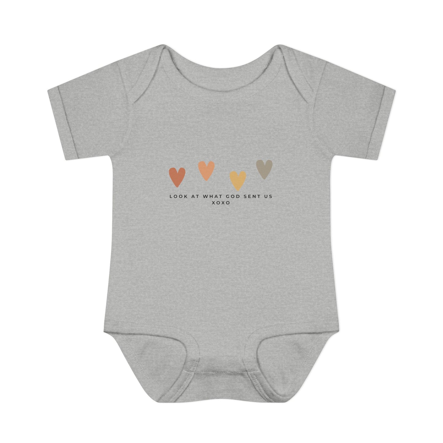 Look at What God Sent Us Cute Boho Hearts Baby Onesie