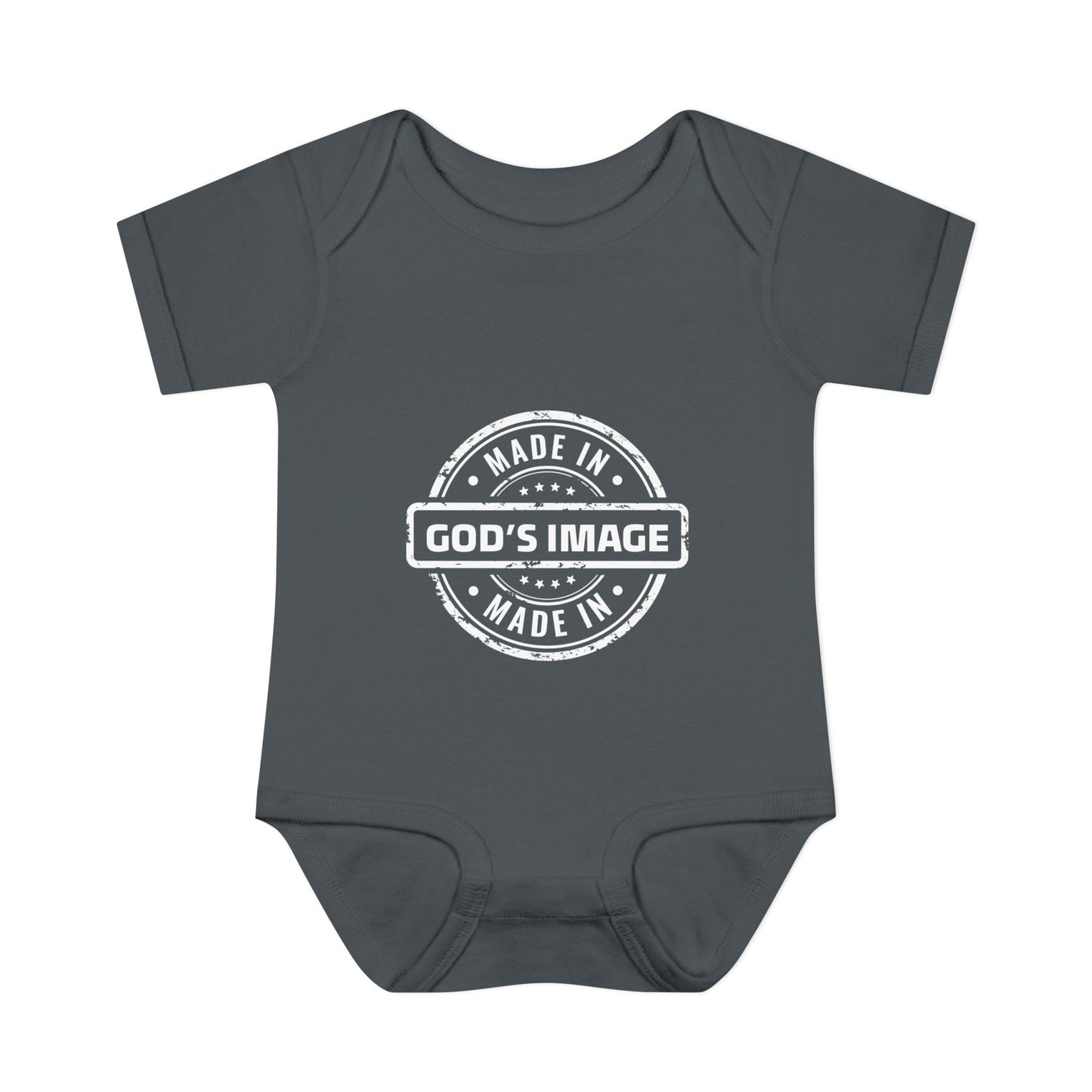 Made in God's Image Stamp Baby Onesie