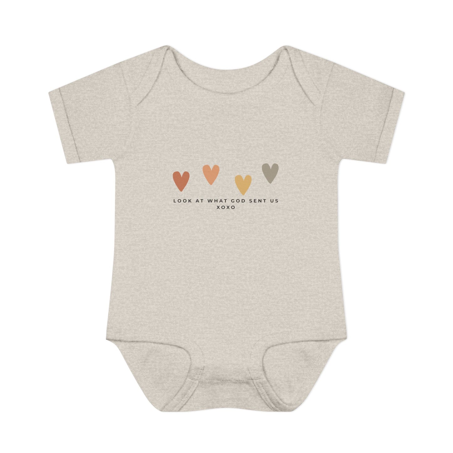 Look at What God Sent Us Cute Boho Hearts Baby Onesie