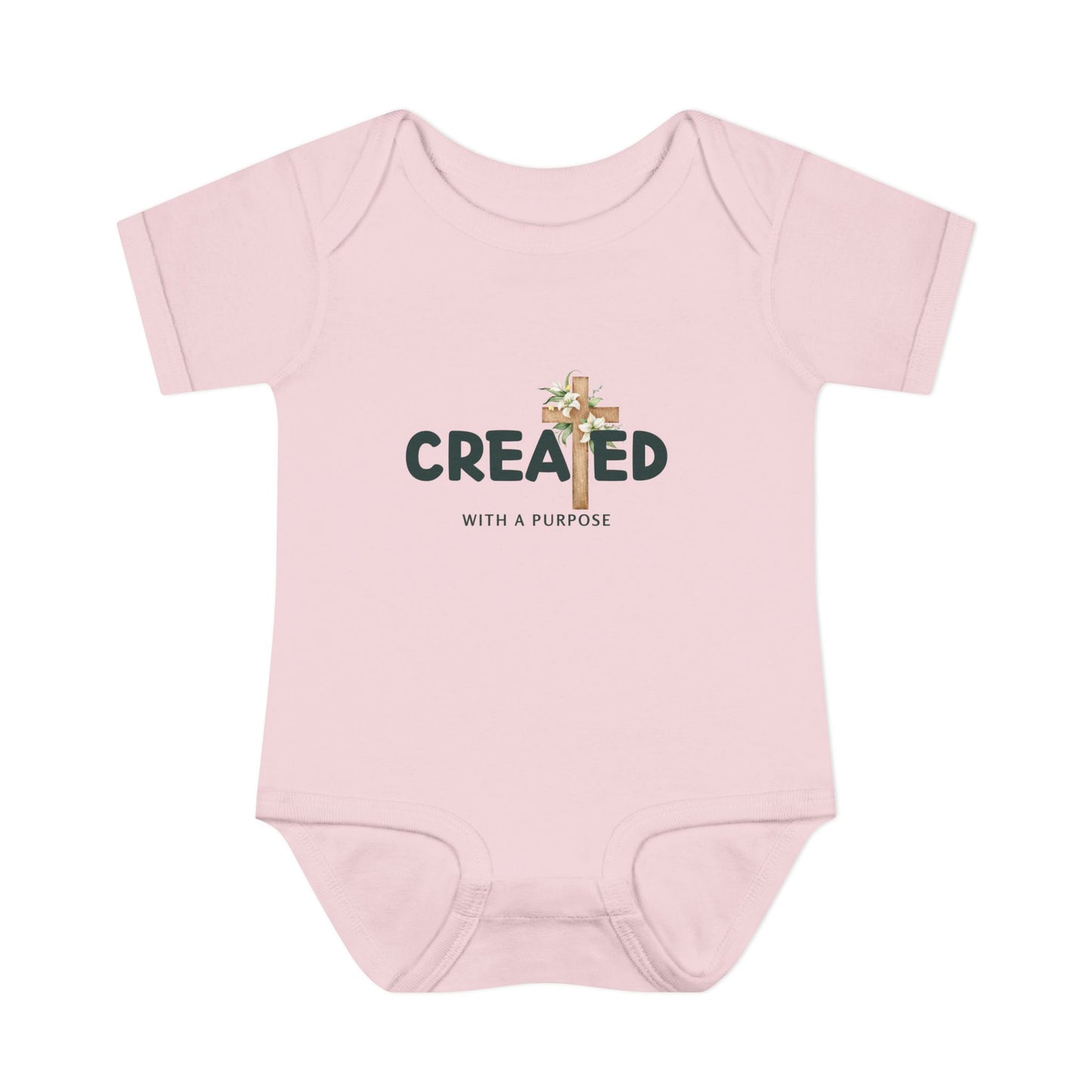 Created with a Purpose Floral Cross Baby Onesie