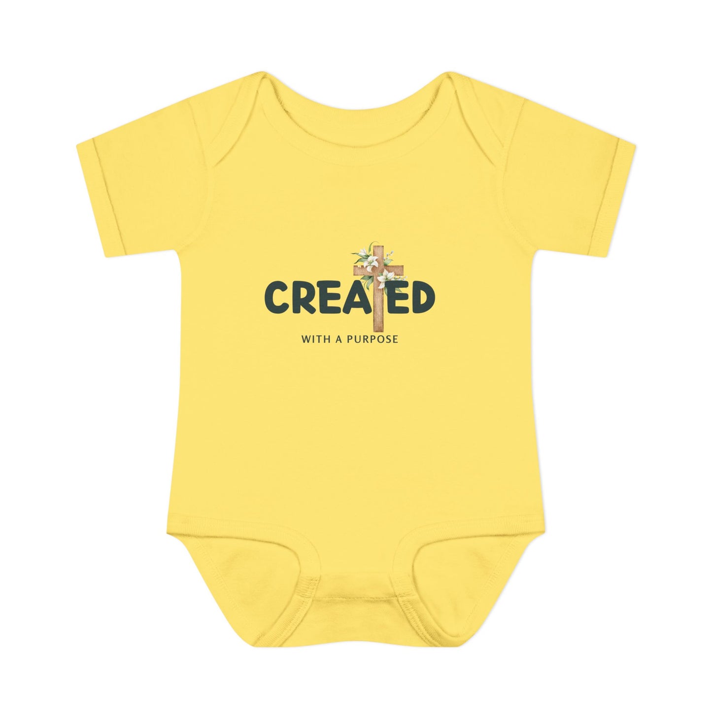 Created with a Purpose Floral Cross Baby Onesie