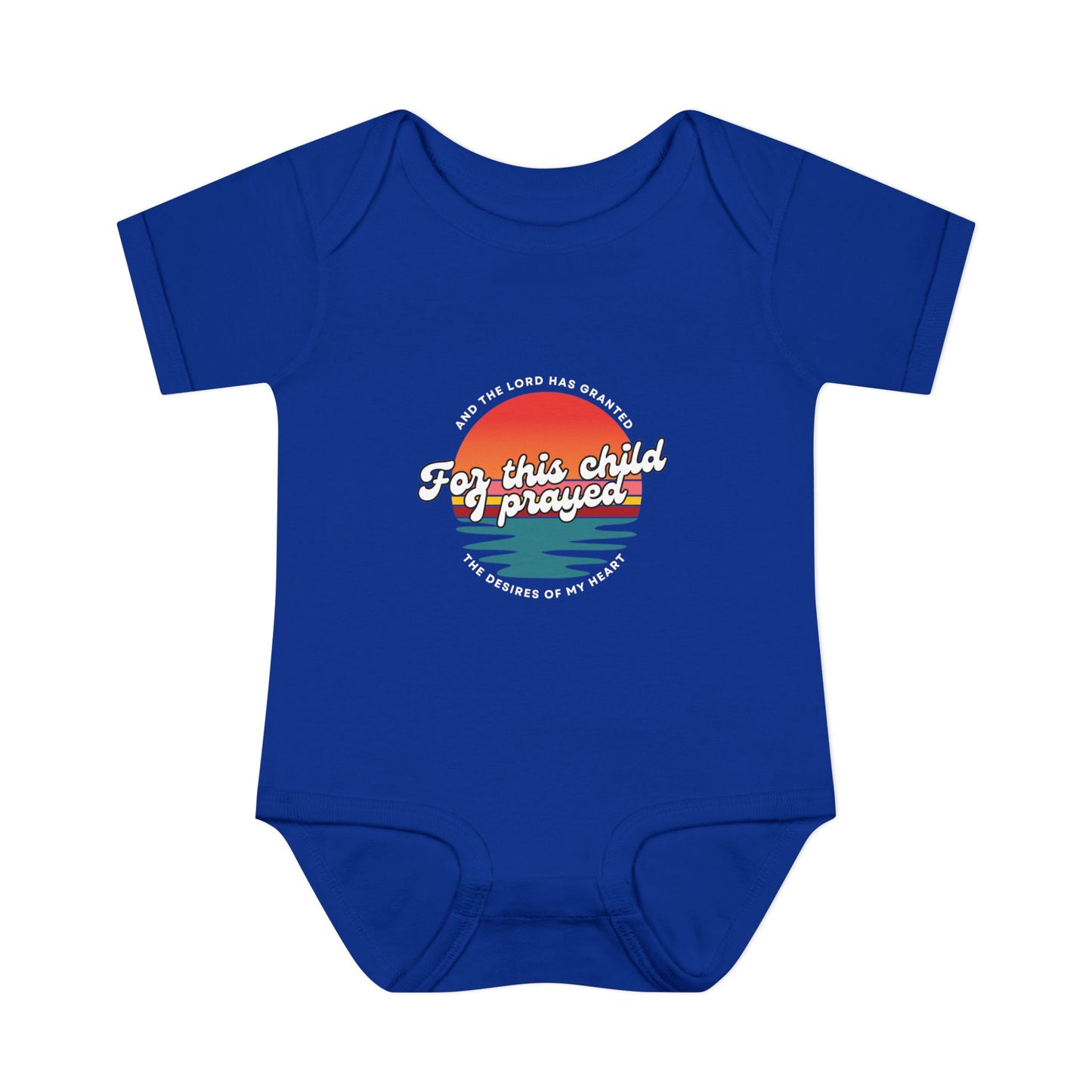 For this Baby I prayed and The Lord Has Granted the Desires of My Heart Retro SunsetBaby Onesie